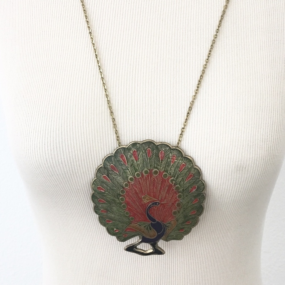 Bohemian Bronze Peacock Necklace